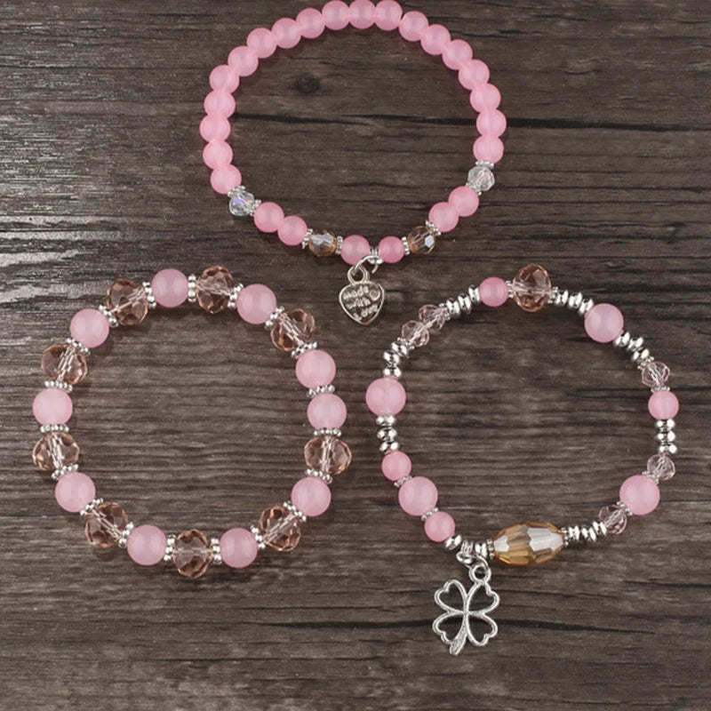 Fatima Cross Evil Eyes Charm Glass Beads Bracelets Set Purple Black PInk White Beaded Women Fashion Protect Jewelry Set