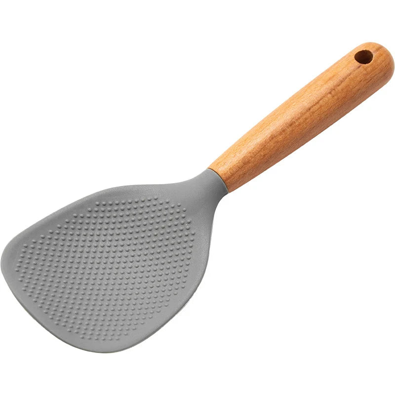 Hemasa 1Pcs Silicone Heat-resistant Non-stick Rice Cooker Kitchen Tool Household Rice Spoon