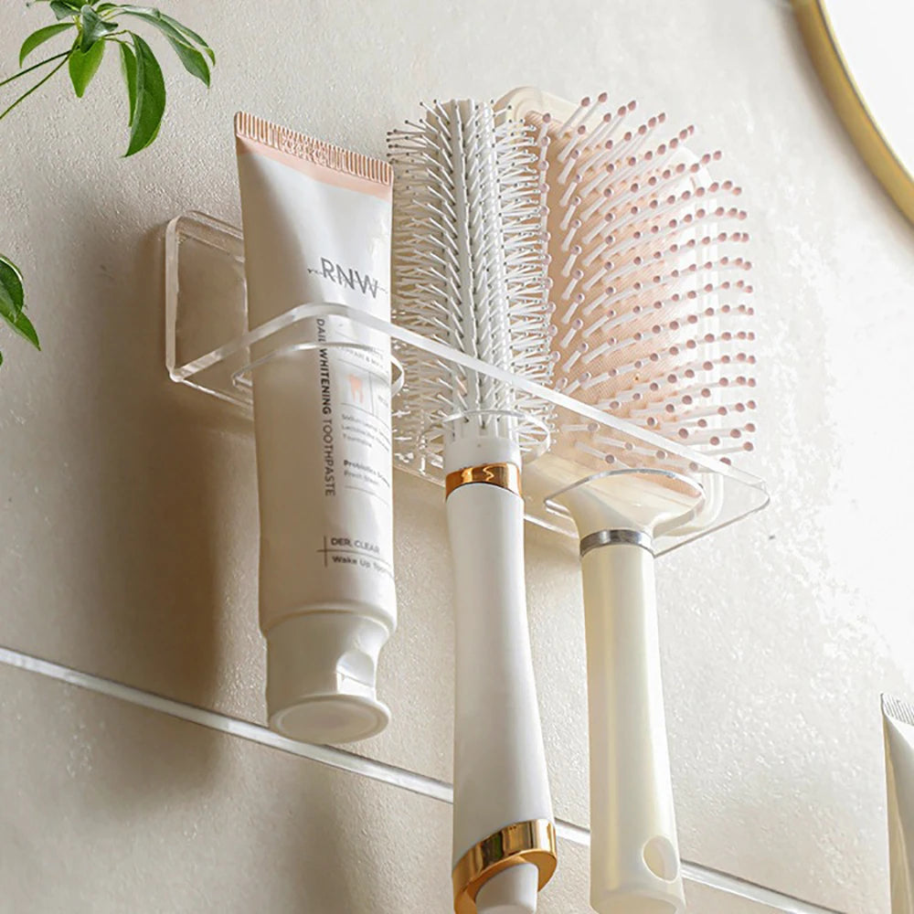Hemasa Acrylic Comb Holder Organizer Storage Shelf Clear Transparent Wall-Mounted Hair Brushes Rack Bathroom Accessories Home Shelves