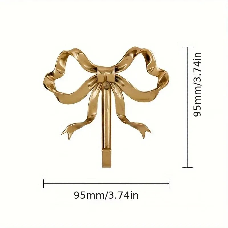 Wall Hook Rack Solid Towel Holder Gold Bow-Shape Decorative Hook Bathroom Bedroom Living Kitchen Elegant Home Decor Accessory