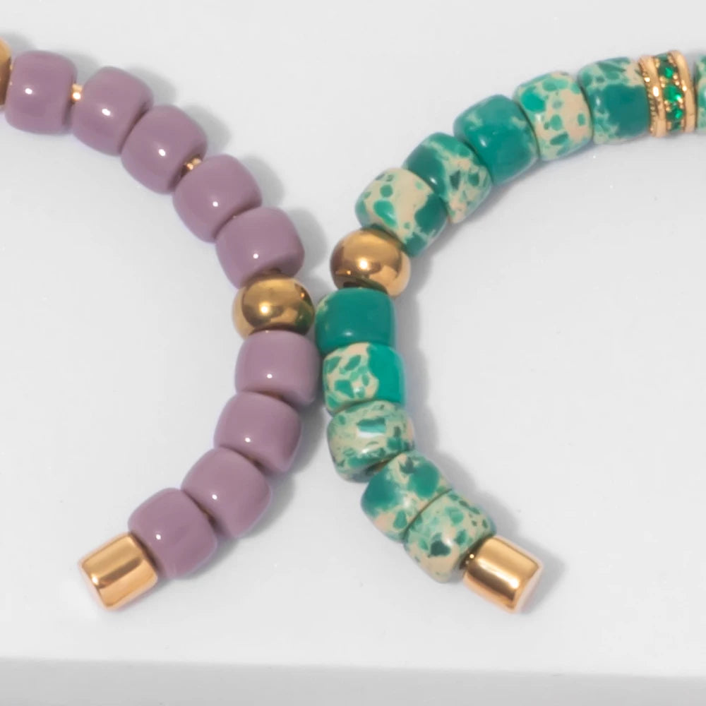 Tejesa Colorful  Natural Stone Cuff Bangle Bracelets For Women