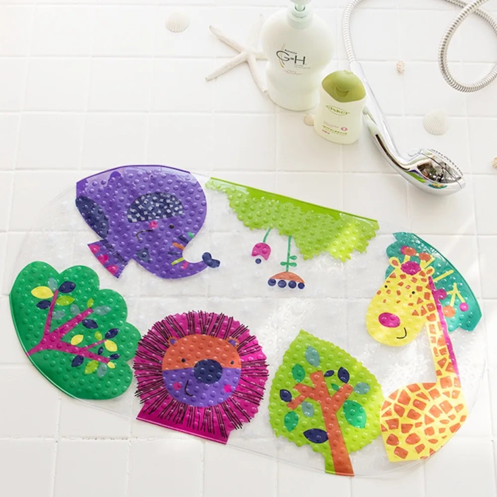 Tejesa 1pc Cartoon Non-slip Bath Mat with Suction Cups 38x69cm Shower Mats for Bathroom Kid's Bathtub Carpet Bath Mat Bathroom Rug