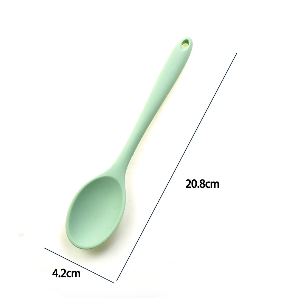 Hemasa  1Pc Soft Silicone Spoon Stirring  Long Handle Tableware Cooking Utensils Ladle Kitchen Accessories
