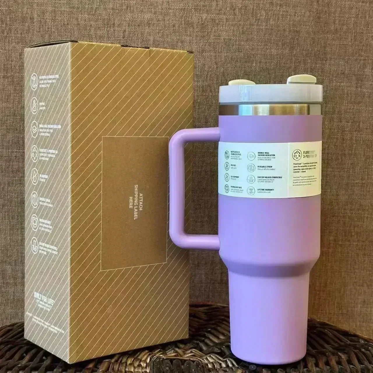 Hemasa 40oz Tumbler FlowState Straw Lid Stainless Steel Vacuum Insulated Car Mug /Double Wall Thermal Iced Travel Cup bottle