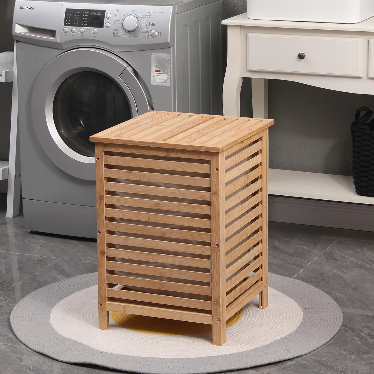 BonChoice 79L Large Laundry Basket With Lid, Laundry Hamper With Removable Liner Bag, Laundry Baskets Sorter For Laundry Room