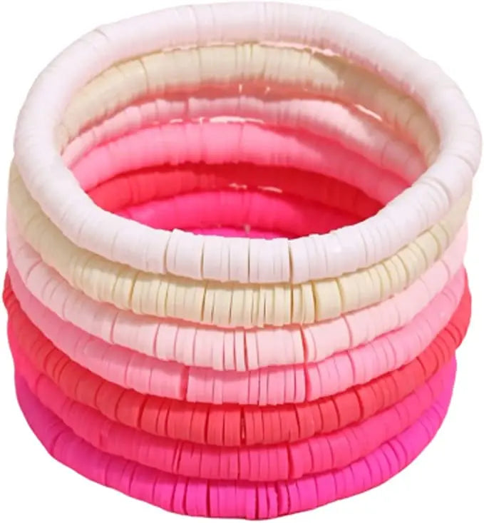 Hemasa 7 pcs/Set Multicolor polymer clay Flat Beads Stretchable Bracelets Women