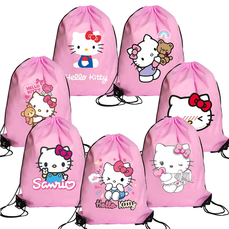 Hemasa Hello Kitty Drawstring Bag Sports Waterproof Backpack   Bags Birthday Cute Gift