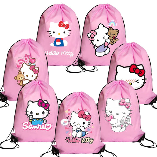 Hemasa Hello Kitty Drawstring Bag Sports Waterproof Backpack   Bags Birthday Cute Gift