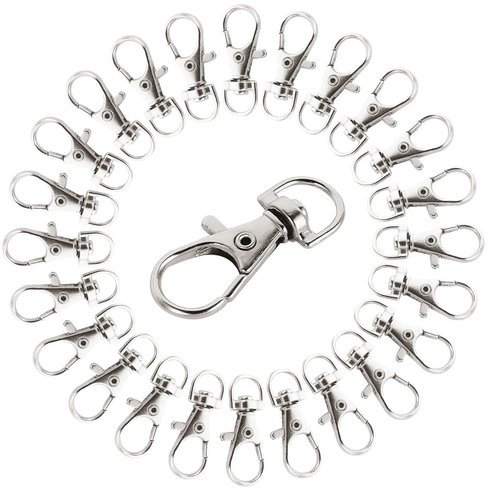 Tejesa 200/25pcs Swivel Lobster Clasp Keychain Stainless Steel Lanyard Snap Hook Snap Buckle Jewelry Making DIY Craft Hang Rope Chain