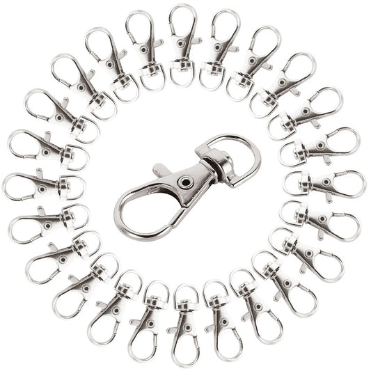 Tejesa 200/25pcs Swivel Lobster Clasp Keychain Stainless Steel Lanyard Snap Hook Snap Buckle Jewelry Making DIY Craft Hang Rope Chain