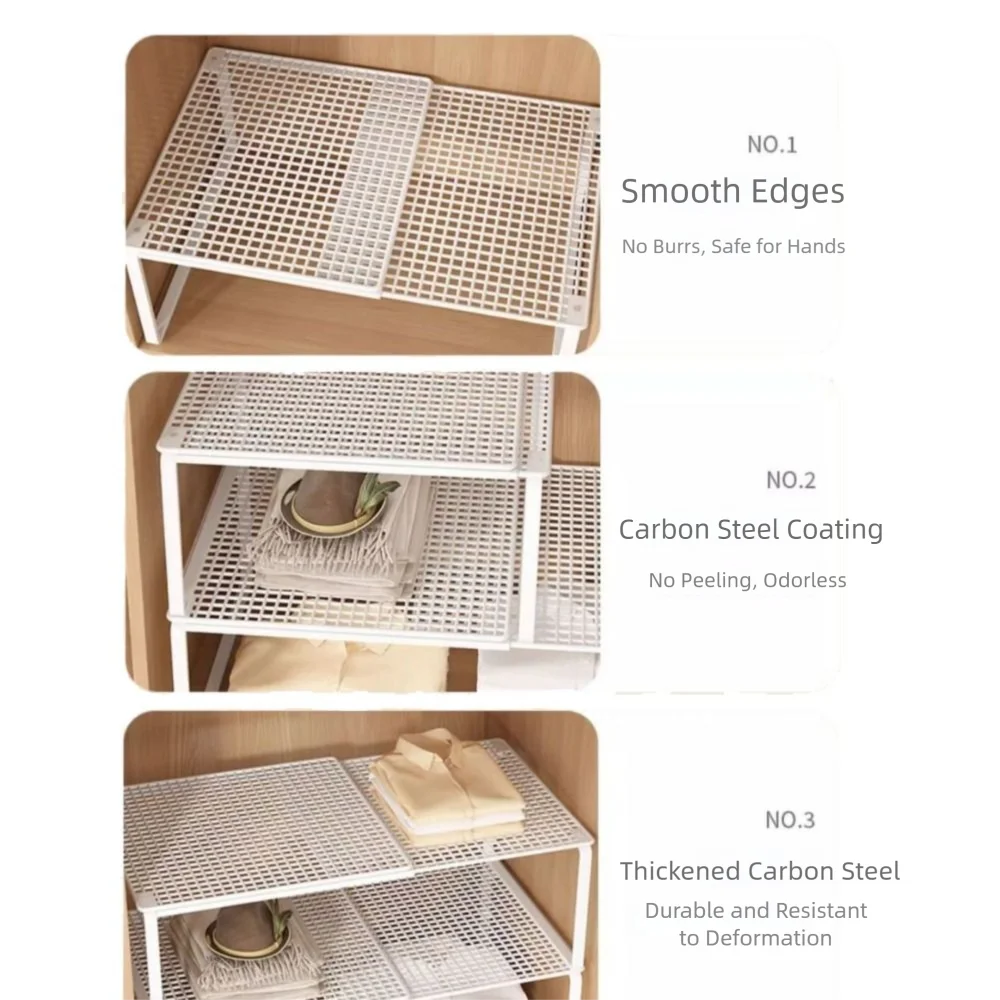 DIY Metal Closet Shelf Adjustable   Wardrobe Organizer Expandable Retractable Stackable Shelves Bathroom