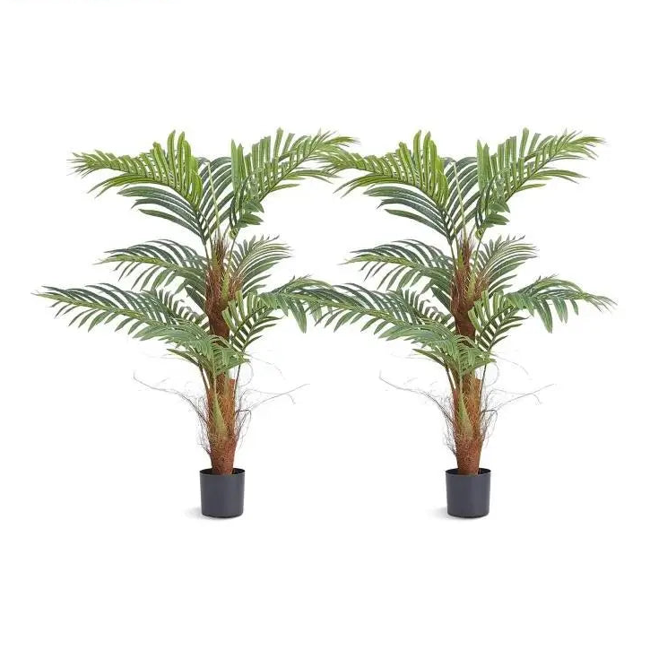 SucceBuy Artificial Palm Tree 4/5/6 FT Tall Faux Plant Secure PE Material & Anti-Tip Tilt Protection Low-Maintenance Plant