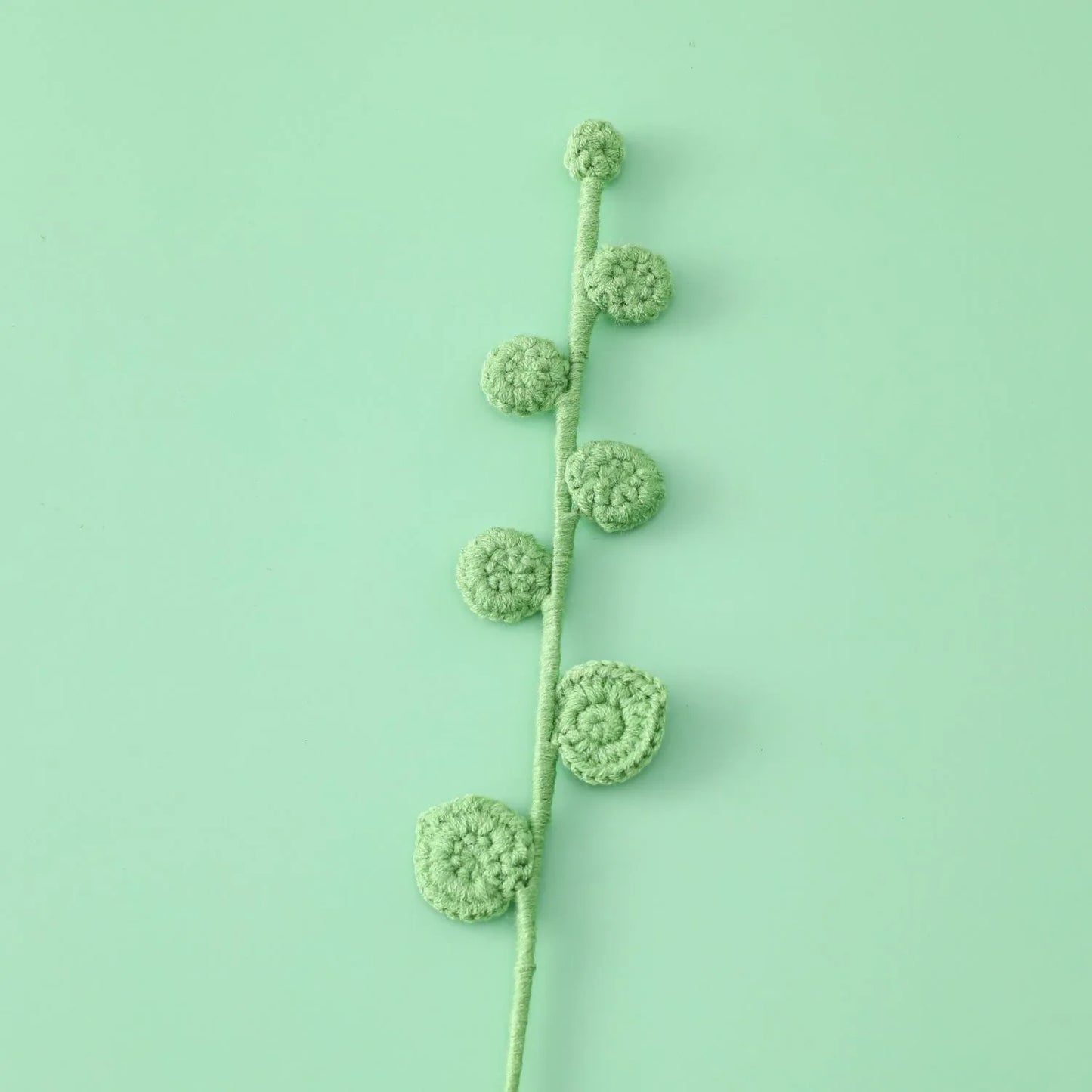 Hemasa 3pcs Crochet Leaves Knitted Eucalyptus Leaves Handmade Knitting Plant Artificial Plant for Flower Vase Home Decor