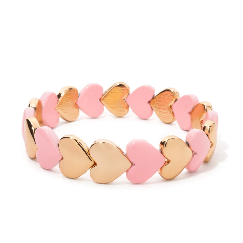Tejesa  Handmade Colorful Rainbow  Beaded Elastic Bangle For Women