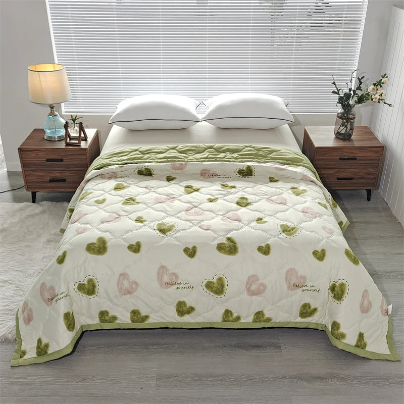 Hemasa Quilted summer single double bed light Printed quilt core Air conditioning quilting twin queen size duvet Thin plaid comforter