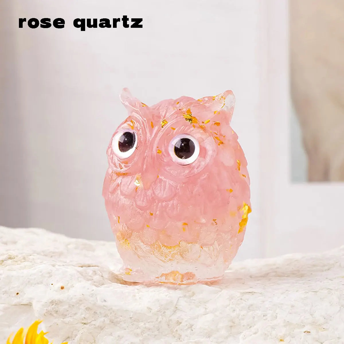 1PC Natural Crystal Macadam Owl Mini Resin Drops Cute Animal Image Reiki Healing Desktop Home Decor Crystal Crafts Small Decor