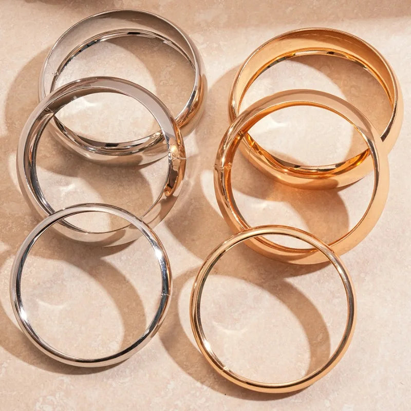 3 PCS Set Gold Color Wide Bangles for Women Girls Classic Exaggerated Big Statement Bracelet Luxury Wedding Party Jewelry Gift