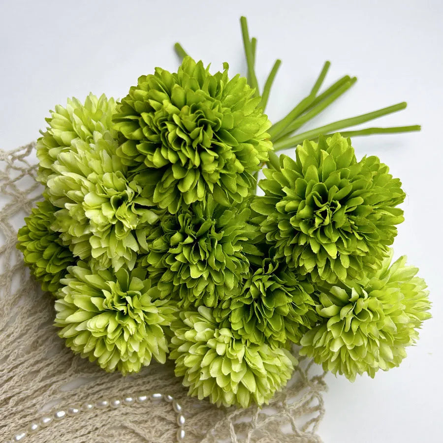 Tejesa 20pcs Artificial Chrysanthemum Ball Hydrangea with Stem Silk Mum Flower for Wedding Party Home Table Room Decoration