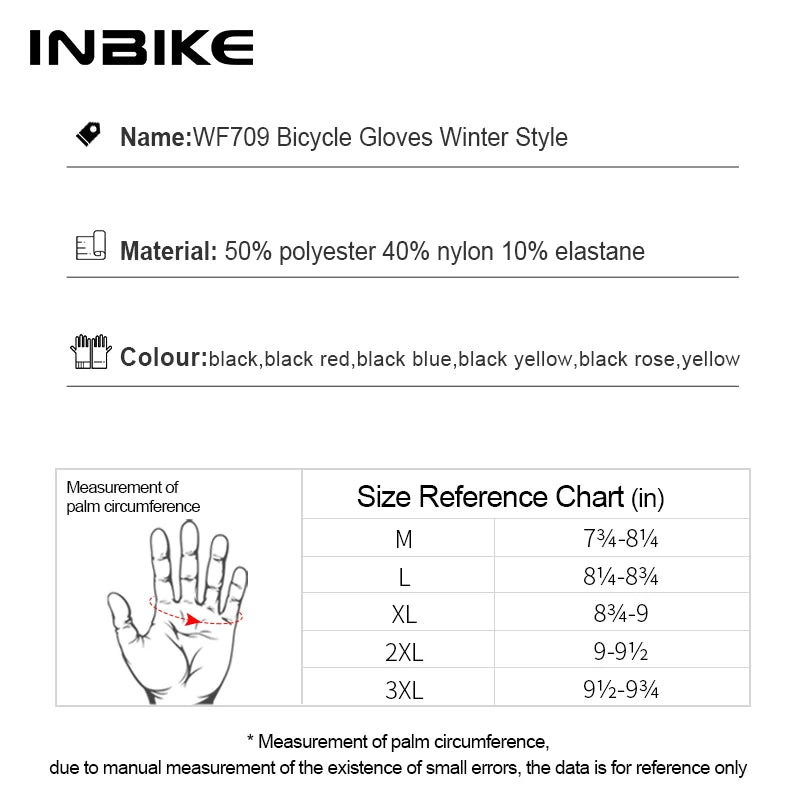 INBIKE Cycling Gloves for Men Women Warm Fleece Winter Biking Glove for Riding Bicycle Gloves Waterproof Touchscreen Accessories