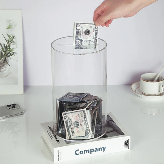 Tejesa Transparent Money Boxes For Coin Banknote Storage Acrylic Piggy Bank Money Saving Box  for  Adults/ Kids