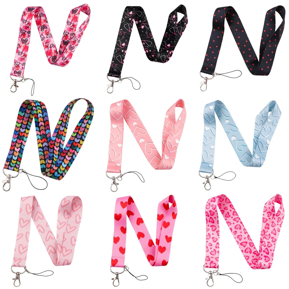Tejesa Heart Lanyard Simple Style Neck Strap for Key ID Card Cell Phone Straps Badge Holder DIY Hanging Rope Neckband Accessories
