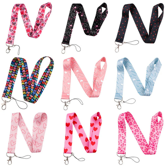 Tejesa Heart Lanyard Simple Style Neck Strap for Key ID Card Cell Phone Straps Badge Holder DIY Hanging Rope Neckband Accessories