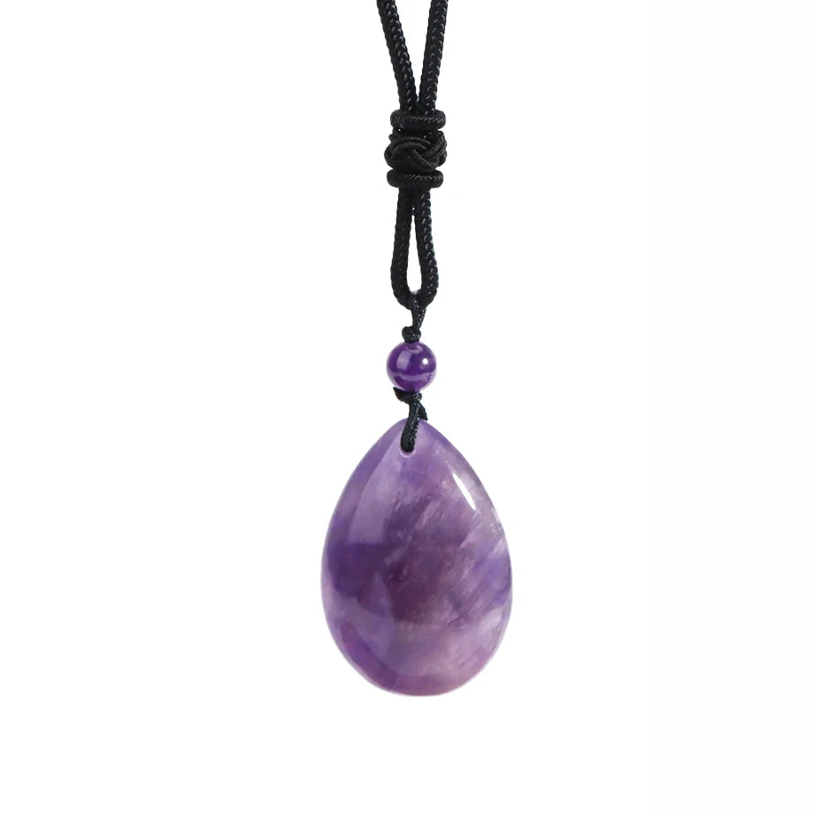 Hemasa Natural Stone Male Necklace for Women Water Drop Pendant Healing Tiger Eye Amethysts Crystal Pendants Necklaces H351
