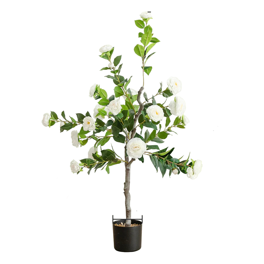 Tejesa Artificial Tree Artificial Camellia Tree 120cm/47.24in  Fake Bonsai Plant Removable Fake Flower Tree Party Christmas Home Decor