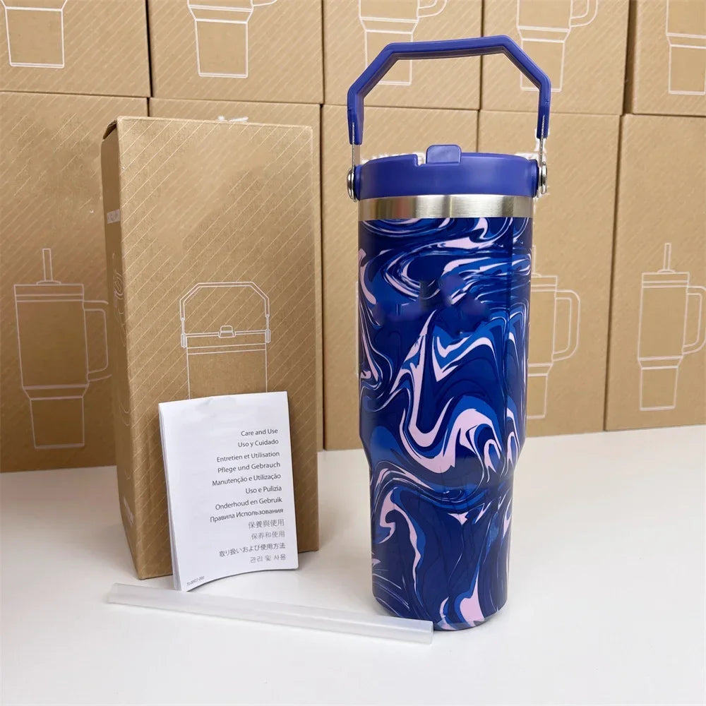 Hemasa   Tumbler With Straw Lids Stainless Steel Coffee Cup Car Mugs Vacuum Cup