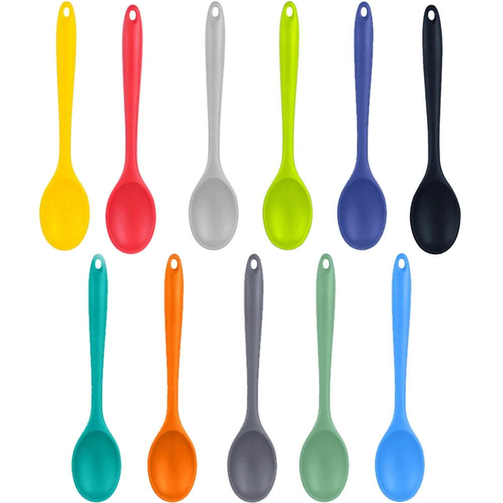 Hemasa  1Pc Soft Silicone Spoon Stirring  Long Handle Tableware Cooking Utensils Ladle Kitchen Accessories