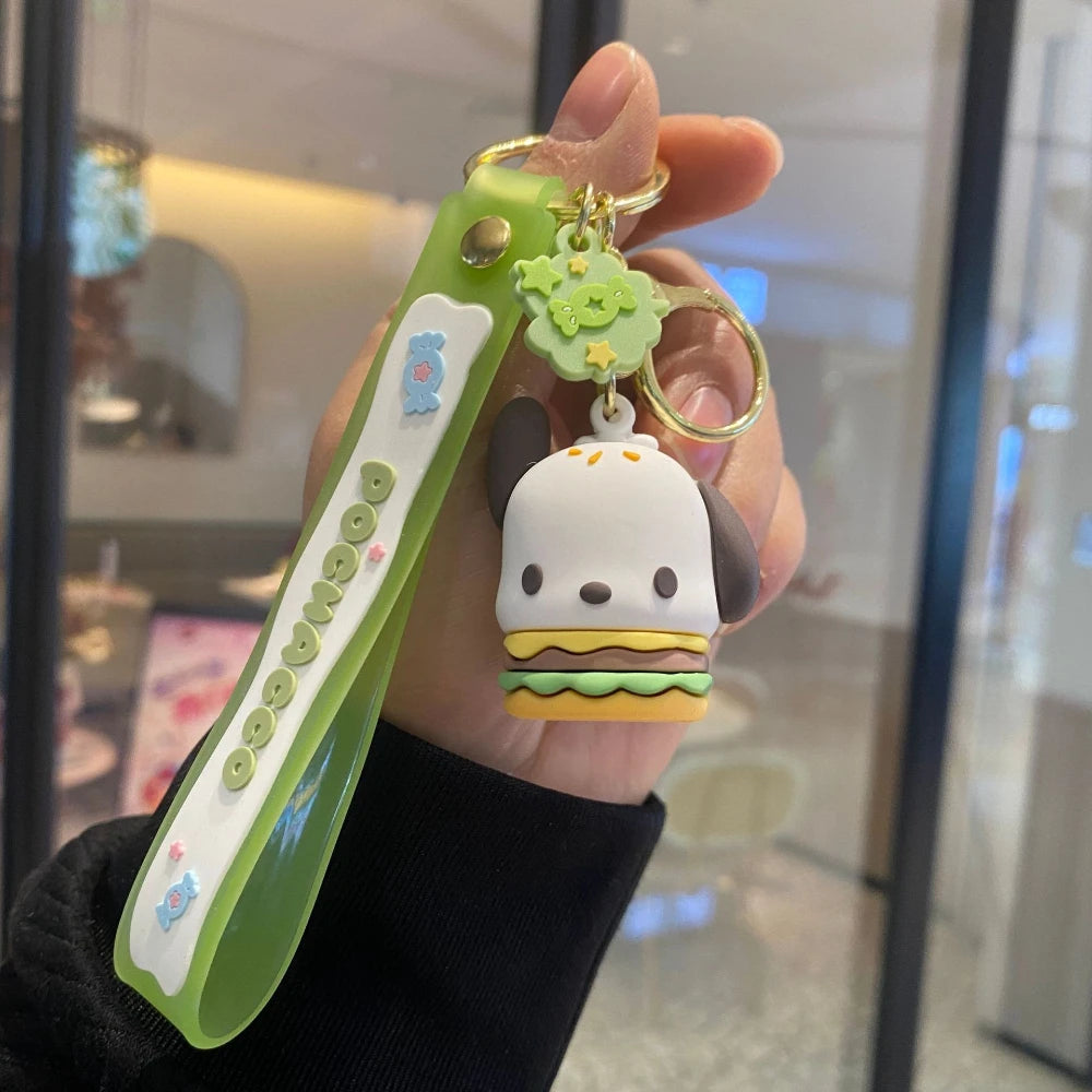 Sanrio Hello Kitty Keychain Cute Cartoon Melody Kuromi Cinnamoroll Doll Pendant Decoration Keyring Jewelry Girl&Child Gifts Toy