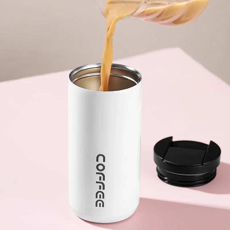 Hemasa Stainless Steel Coffee Mug with Lid /Thermal Cup for Water Cafe Travel Drinkware Insulated Water Bottle 400ml
