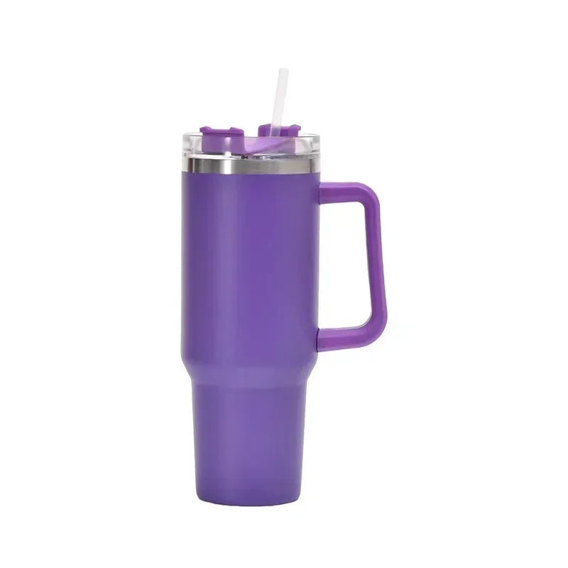 Hemasa 40oz Stainless Steel Water Bottle  Car Coffee Mug Personalized Tumbler with Handle Lid Straw Vacuum Thermos Cup