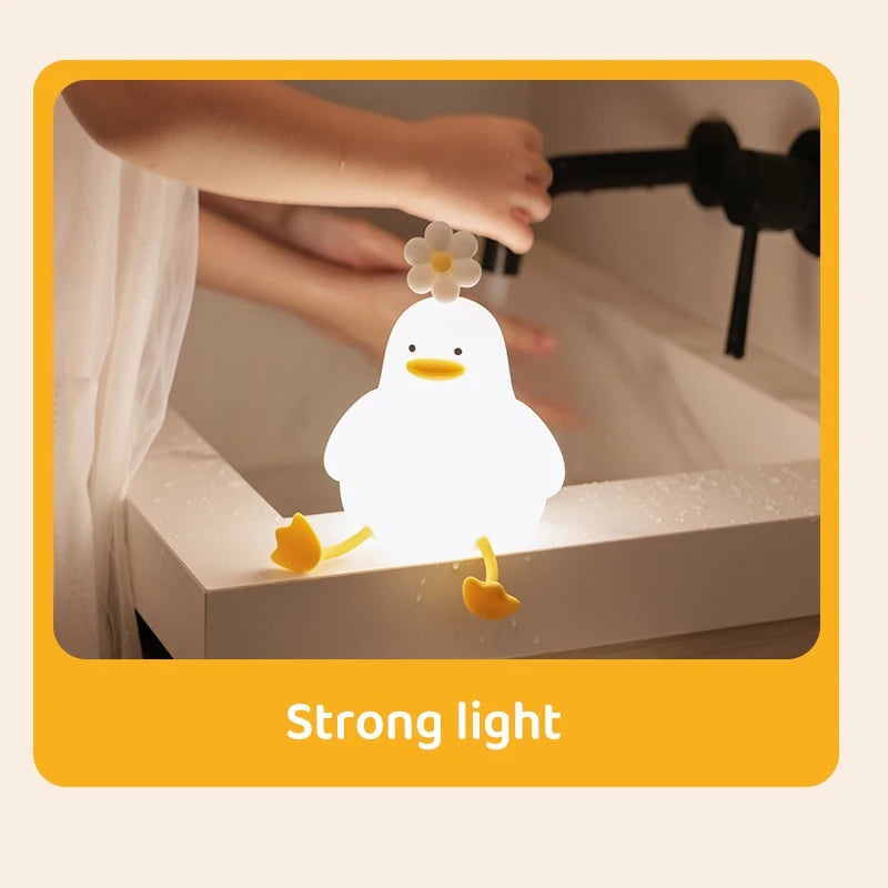 Hemasa Cute Duck Led Night Light USB Rechargeable Nightlights Silicone Lamp Touch Switch Children Kid Bedroom Decoration Birthday Gift