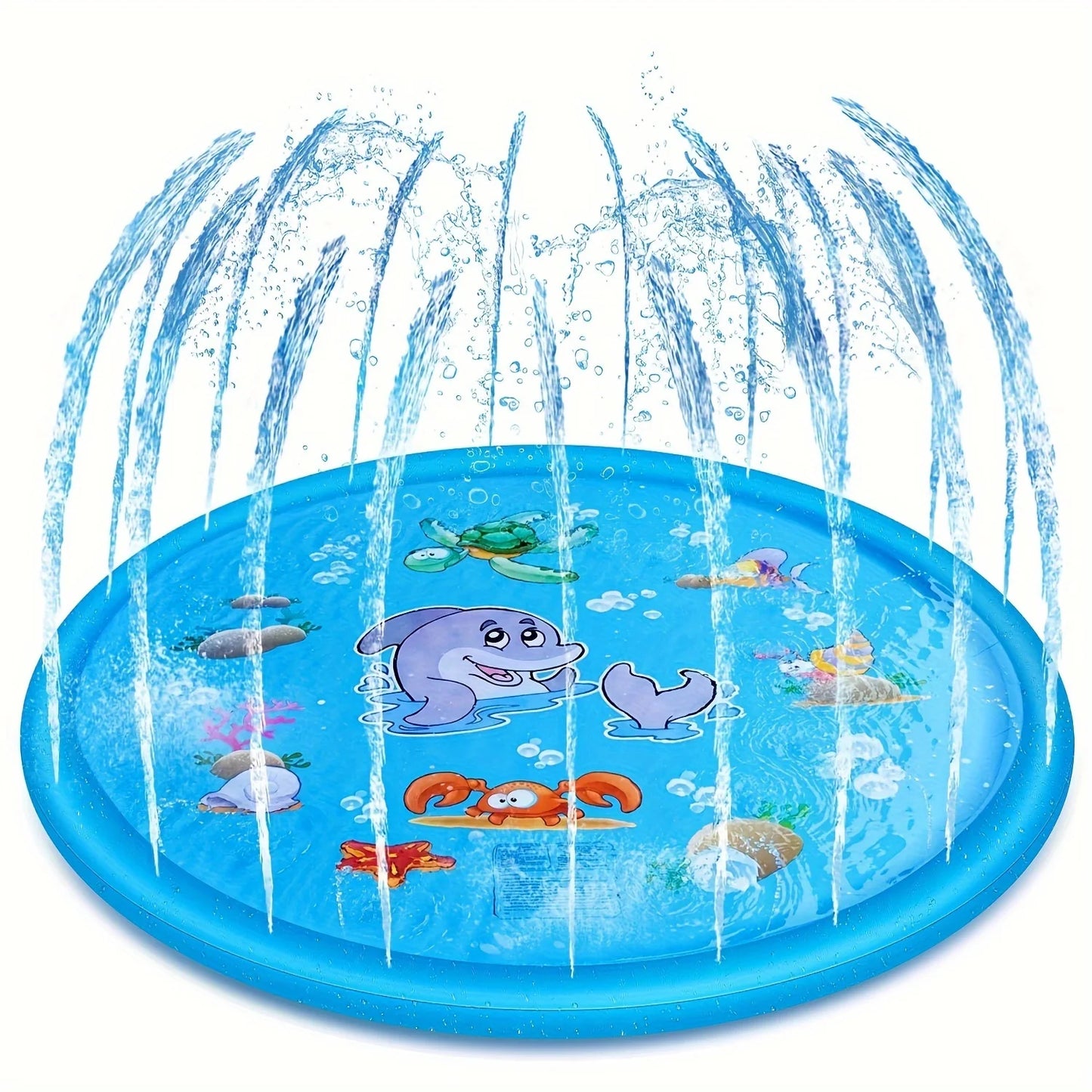 Hemasa (100 cm )39.37inch Round Splash Pad Kids Sprinkler Pool Summer Outdoor Water Toys Fun Backyard Fountain Play Mat for Children And Pets