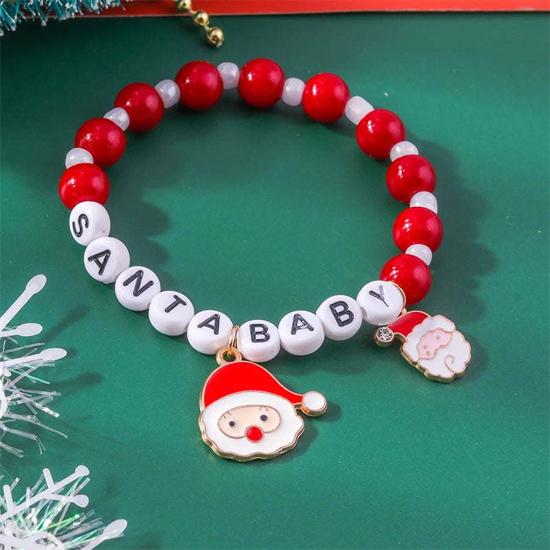 Fashion Handmade Beads Bracelet for Women Christmas Santa Claus Charms Bracelet Girls Party Festival Jewelry Gifts