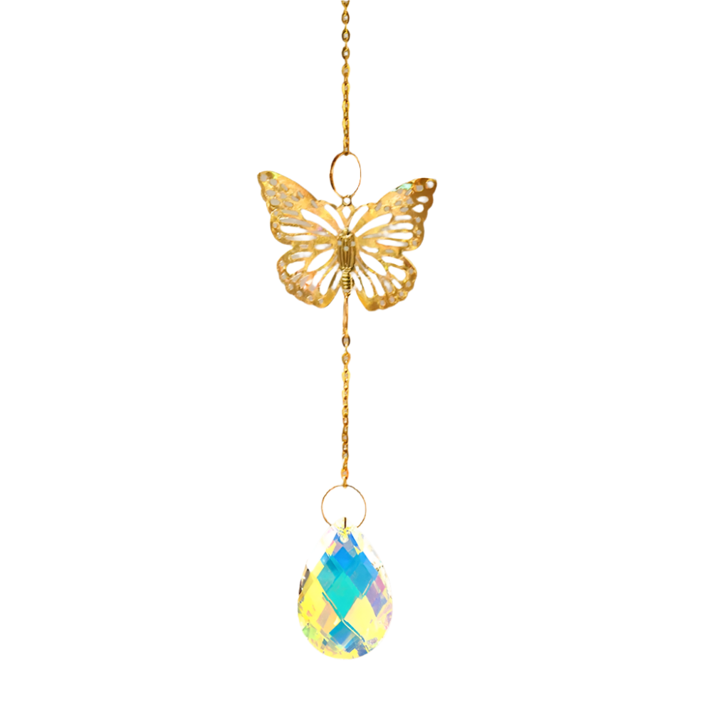 Hemasa Gold Butterfly Catcher Suncatcher Crystal Rainbow Catcher Garden Butterfly Decoration