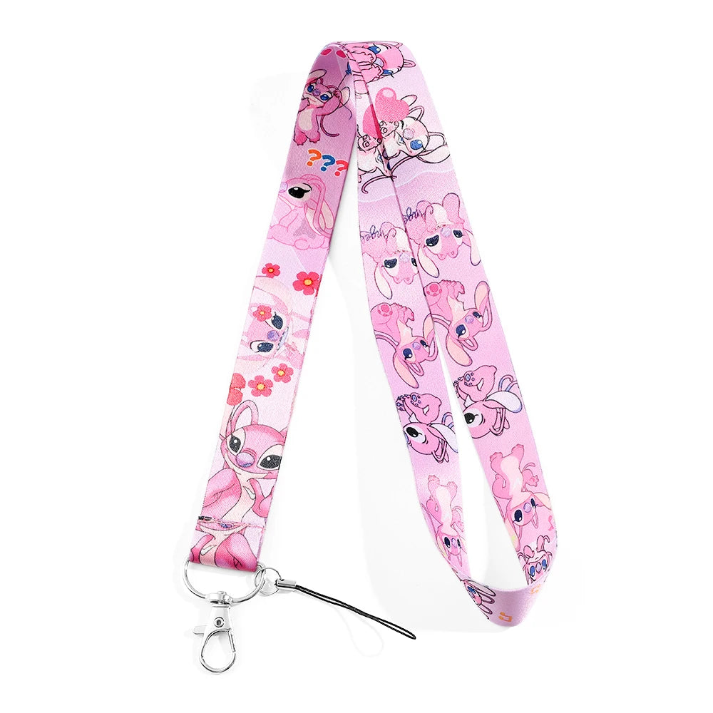 Stitch Disney Phone Lanyard Anime Lilo&Stitch Cartoon Printed Ribbon Card Cover Hanging Neck Long Rope Kawaii Gifts