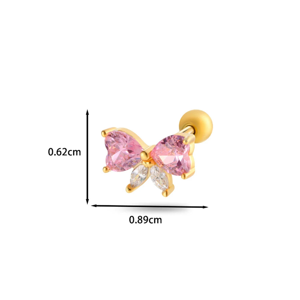 Tejesa  Stainless Steel  Bow Copper  Zirconia Bowknot Earrings for Women