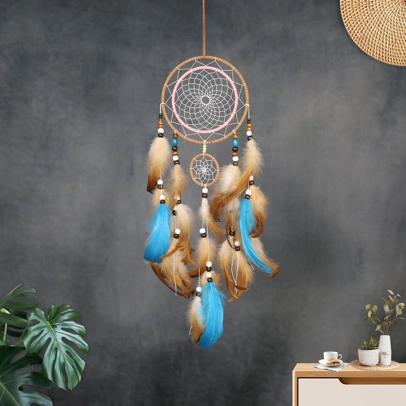 Tejesa Brown Feathers Dream Catcher Bedroom Decorations Wall Pendants Handmade Wind Chimes For Girls Birthday  Gifts