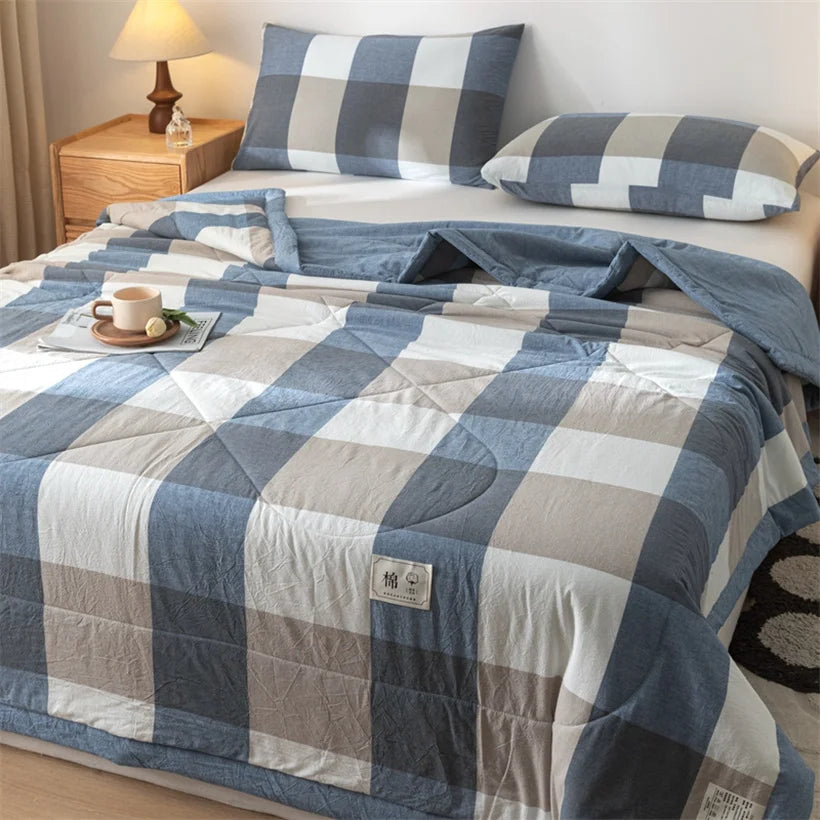 Tejesa Summer 100% Cotton Thin Quilt Comforter Soft Air Conditioning Quilt/Duvet/Blanket Lightweight Bed Cover Soft Bedding