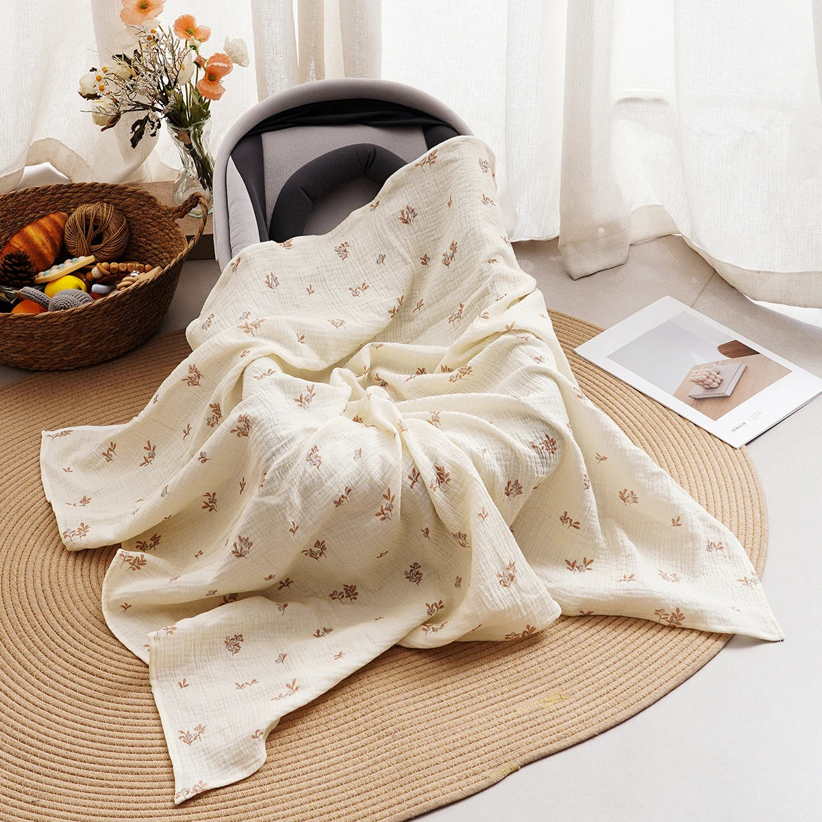 Tejesa All Season 100% Cotton Baby Muslin Swaddle Blanket/ Newborn Bath Towel/100x100cm