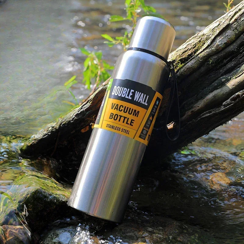 Hemasa 800/1000/1500ml Large Capacity All Steel Stainless Steel Thermos Vacuum Flask Portable Insulated Tumbler with Rope