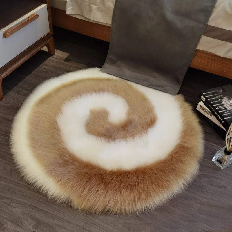 Soft Fluffy Faux Fur Rug Washable Mat Living Room Bedside Shaggy Fur Rugs Small Round Carpets Bedroom Floor Cushion Mats