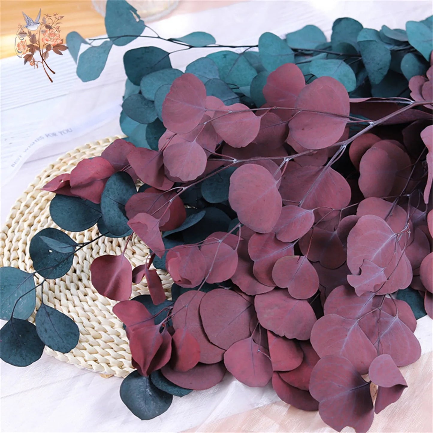 100g Eucalyptus Apple Leaf Natural Dried Flower Round Leaves Real Grass Fresh Plant Bouquets Wedding Home Living Room Decoration