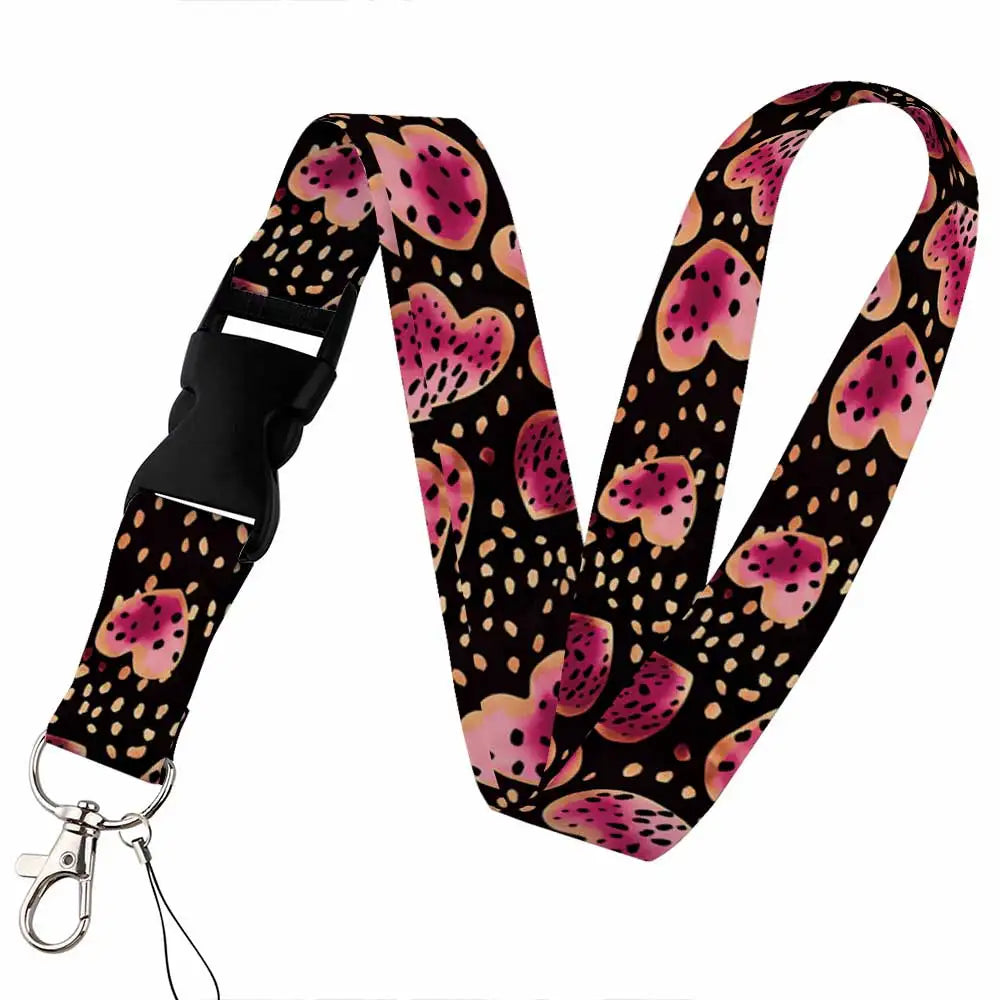 Tejesa Beautiful heart-shaped Lanyard Keys Chain Badge Holder ID Credit Card Pass Hang Rope Lariat Mobile Phone Charm Accessories Gifts