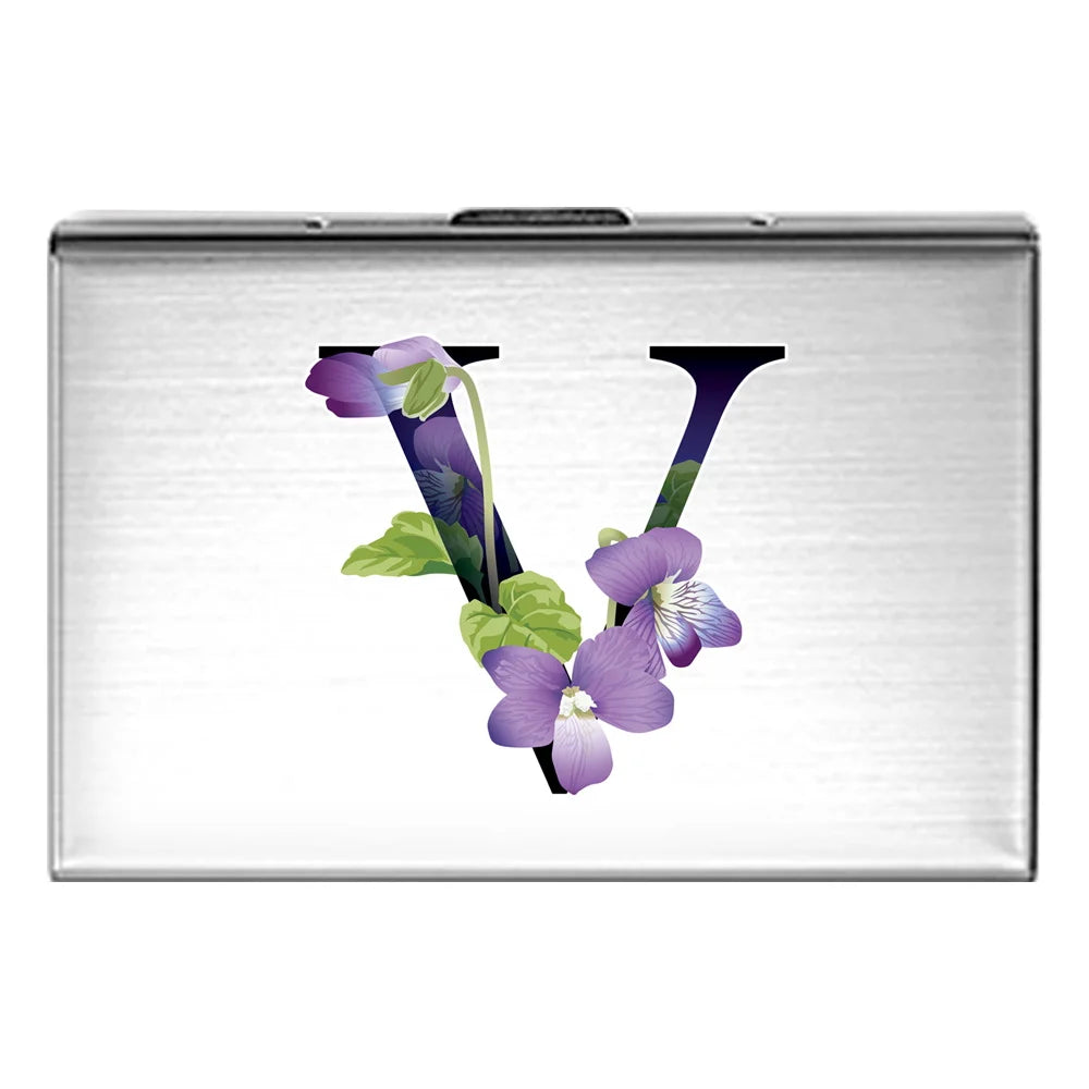 Card Holder RFID Blocking Aluminum Metal Slim Wallet Anti-scan Credit Card Holder Thin Case Small Wallet Flower Color Series