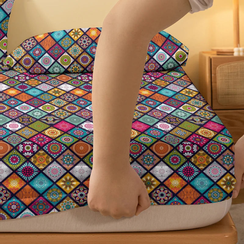 Tejesa Bohemian patterned frosted bedsheet, bedroom printed bedspread, bedding (excluding pillowcases)