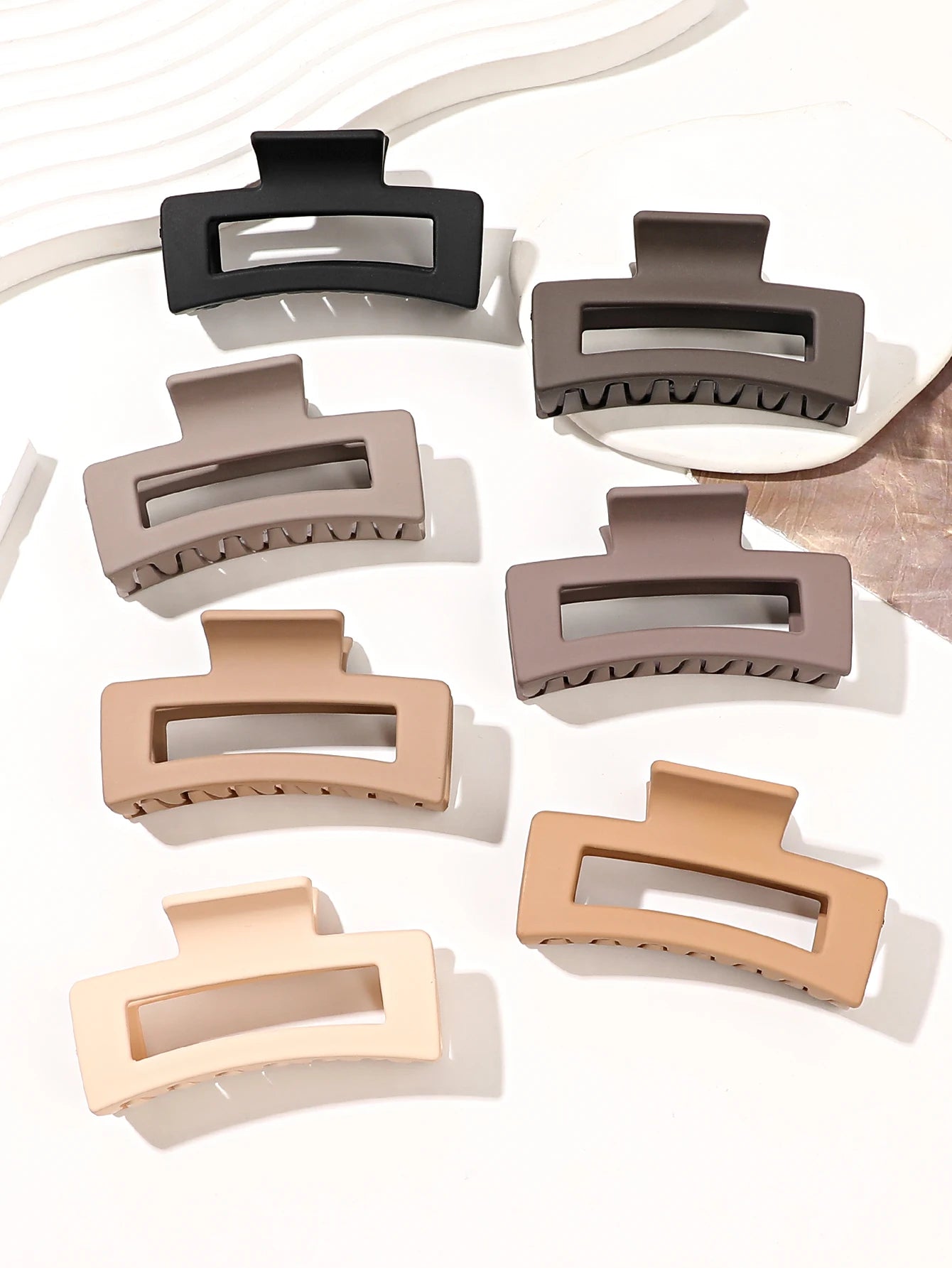 Hemasa 7 Pcs Big Hair Claw Clips 3.4" Non-slip Big Square Matte for Women Girls/ Banana Clips for Thick Thin Hair