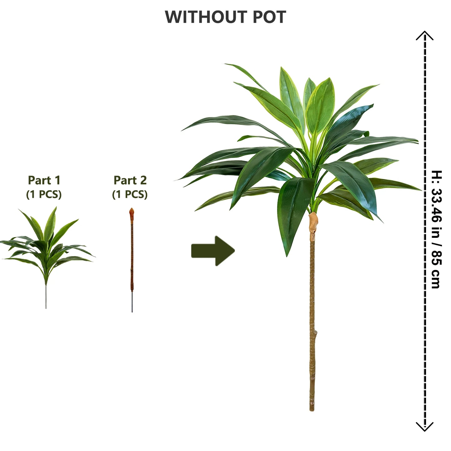 Tejesa 50-225CM Artificial green Dracaena plant tree indoor outdoor ornament fake plant for Home garden Room wedding decor halloween